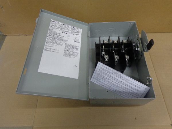 DG322UGB: EATON, GENERAL DUTY SAFETY SWITCH 3 POLE, 60 AMP, 240V, SERIES B. NEMA TYPE 1 INDOOR ENCLOSURE