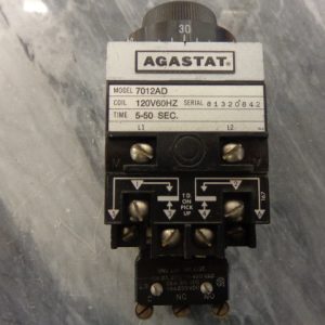 AGASTAT TIME DELAY RELAY, 1423157-8, COIL 120V / 60HZ, TIME 5-50 SECONDS 7012AD