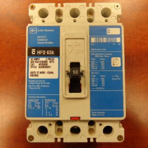 HFD3050: CUTLER-HAMMER, INDUSTRIAL CIRCUIT BREAKER 3 POLES, 50 AMPS, 600 VAC / 250 VDC. STYLE 6639C86G91