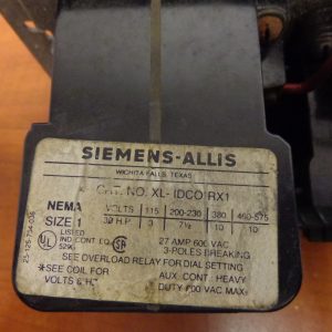 SIEMENS ALLIS NEMA SIZE 1 CONTACTOR WITH COIL 118VDC, 60HZ XLIDCORX1