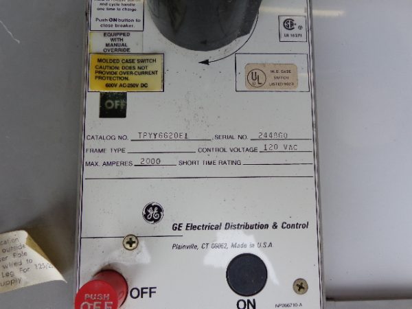 GENERAL ELECTRIC POWERBREAK CRICUIT BREAKER TPYY6620E1