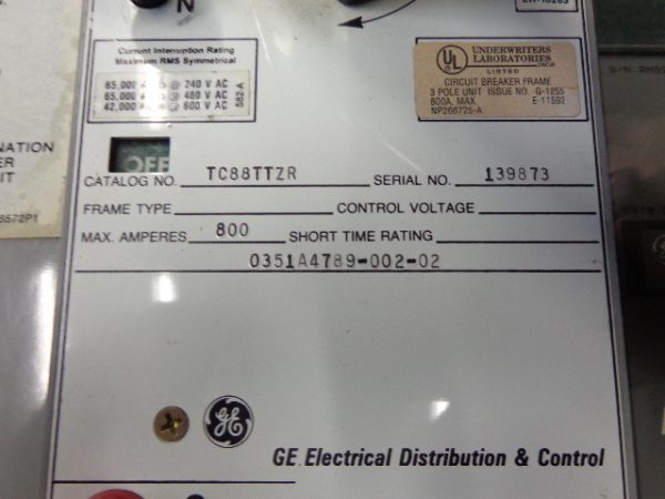 GENERAL ELECTRIC POWERBREAK CIRCUIT BREAKER TC88TTZR