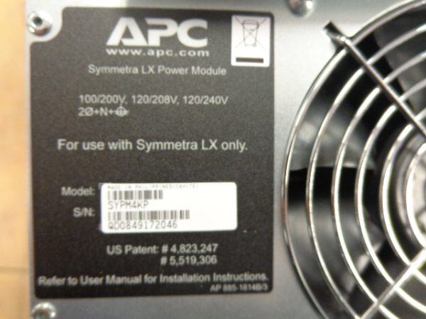 SYPM4KP: AMERICAN POWER CONVERSION, SYMMETRA LX, 2:2 POWER MODULE, 4kVA OUTPUT CAPACITY, 100/200V 120/208V 120/240V.