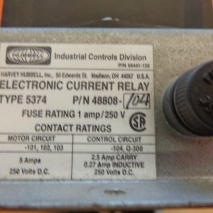 HUBBELL ELECTRONIC  OVERLOAD RELAY USED 5374-48808-104