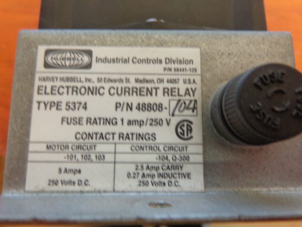HUBBELL ELECTRONIC  OVERLOAD RELAY USED 5374-48808-104