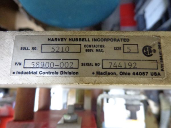 HUBBELL BULLETIN 5210 NEMA SIZE 5 DB DC CONTACTOR 58900-002