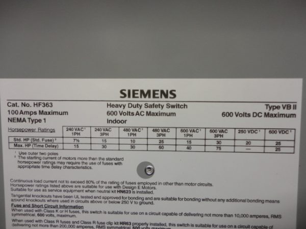 HF363: DISCONNECT, SIEMENS