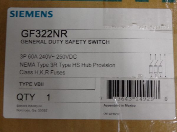 GF322NR: SAFTEY SWITCH, SIEMENS