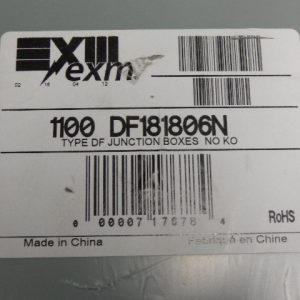 1100 DF181806N: EXIII EXM, TYPE DF JUNCTION BOXES NO KO, NEMA 1 ENCLOSURE, SURFACE OR FLUSH MOUNT. 18" X 18" X 6"