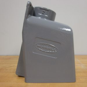 BB1002W: HUBBELL, CORROSION RESISTANT GRAY BACK BOX. CAST ALUMINUM BOX WITH 15 DEGREE ANGLE AND 2" HUB FOR USE WITH 3, 4, & 5 WIRE, 100 AMP, PIN & SLEEVE DEVICES.