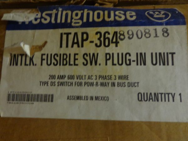 ITAP-364:WESTINGHOUSE INTERLOCK FUSIBLE SWITCH PLUG-IN UNIT ITAP-364,WESTINGHOUSE