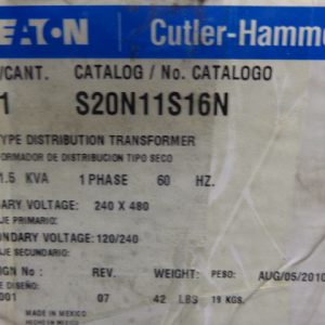 S20N11S16N:EATON TRANSFORMER S20N11S16N,EATON