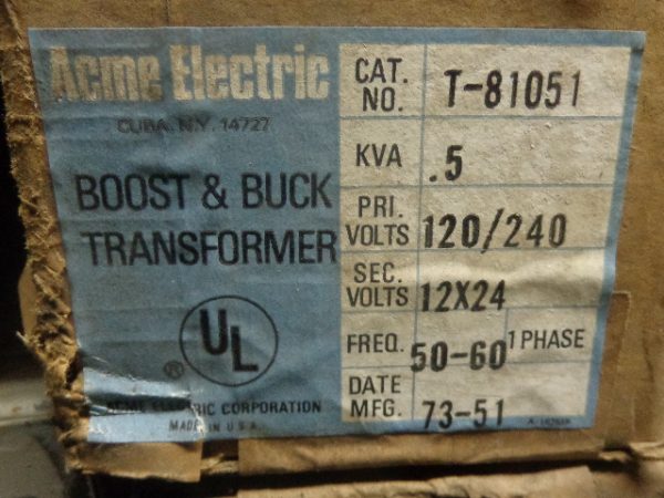 T-81051:ACME ELECTRIC TRANSFORMER T-81051,ACME ELECTRIC