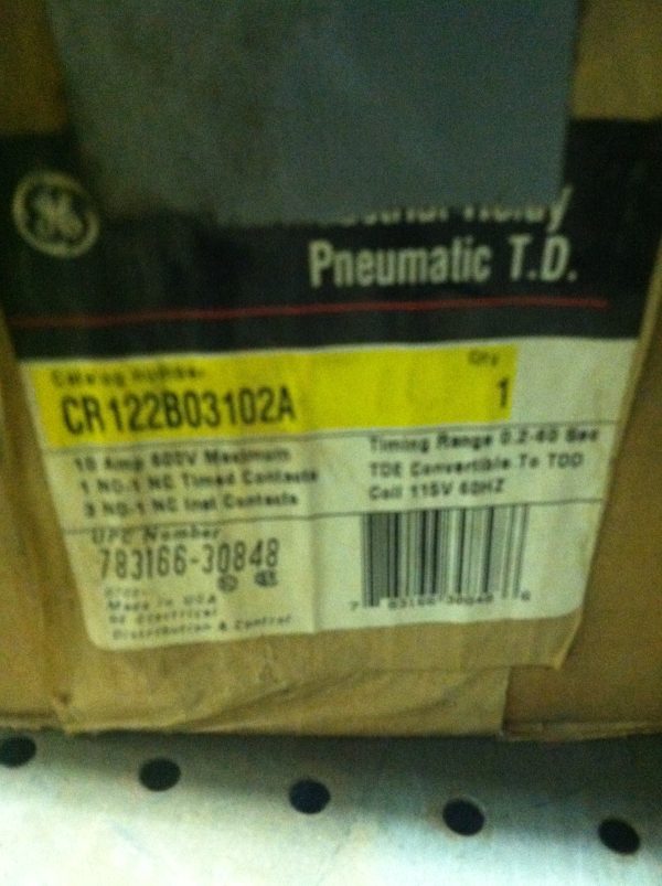 CR122B03102A:GENERAL ELECTRIC PNEUMATIC TIMER CR122B03102A,GENERAL ELECTRIC