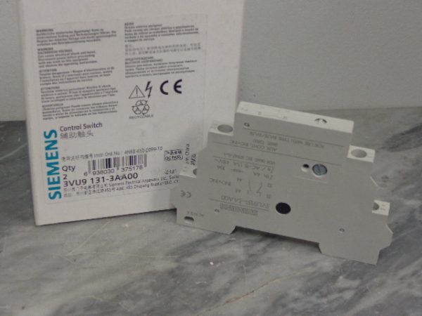 3VU9131-3AA00:3VU9131-3AA00 SIEMENS SIDE MOUNT AUXILIARY SWITCH FOR 3VU1300 MANUAL STARTERS