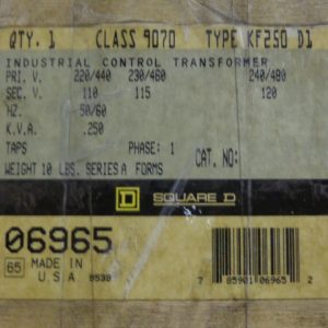9070-KF250D1:SQUARE D TRANSFORMER 9070-KF250D1,SQUARE D