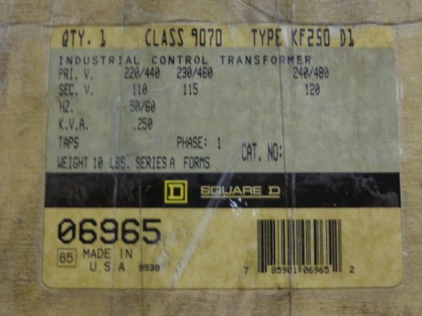 9070-KF250D1:SQUARE D TRANSFORMER 9070-KF250D1,SQUARE D