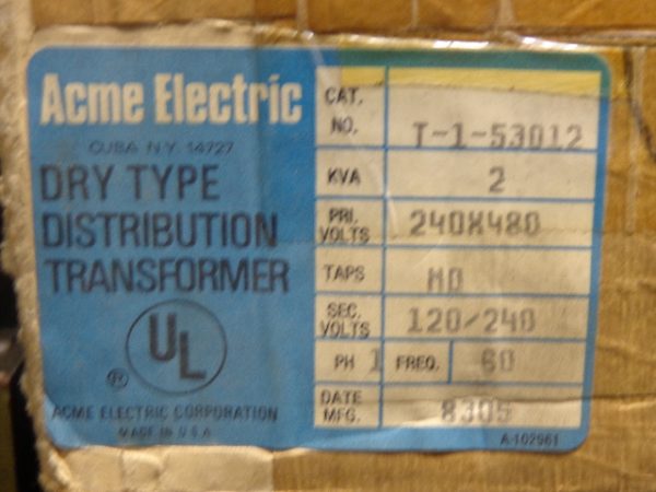 T-1-53012:ACME ELECTRIC TRANSFORMER T-1-53012,ACME ELECTRIC