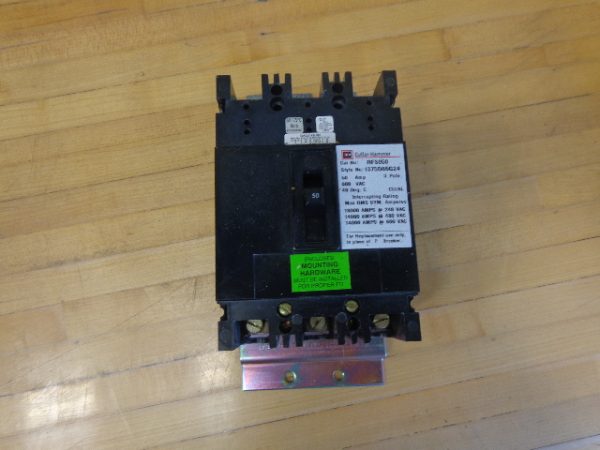 RF3050: CUTLER HAMMER, CIRCUIT BREAKER 3 POLE, 50 AMP, 600 VAC, STYLE NO. 1375D86G24