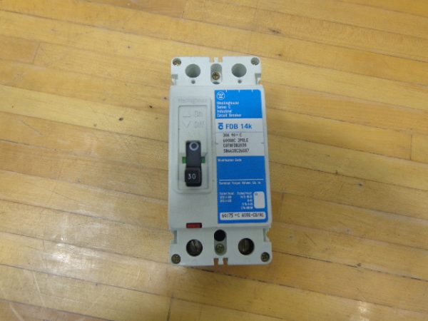 FDB2030: WESTINGHOUSE, CIRCUIT BREAKER  2 POLE, 30 AMP, 600 VAC, STYLE NO. 6638C26G87